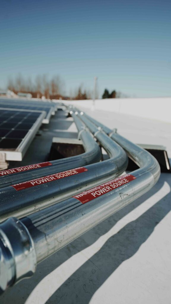 Close-up of a solar panel on a roof